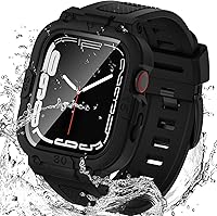 Vista 28 de Goton Estuche impermeable 3 en 1 con correa para Apple Watch con protector de pantalla de vidrio templado incorporado de 40 mm, cubierta frontal