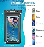 Vista 3 de Newppon Funda impermeable para teléfono Samsung Galaxy Note paquete de 2 bolsas secas a prueba de agua con cordón, soporte universal transparente