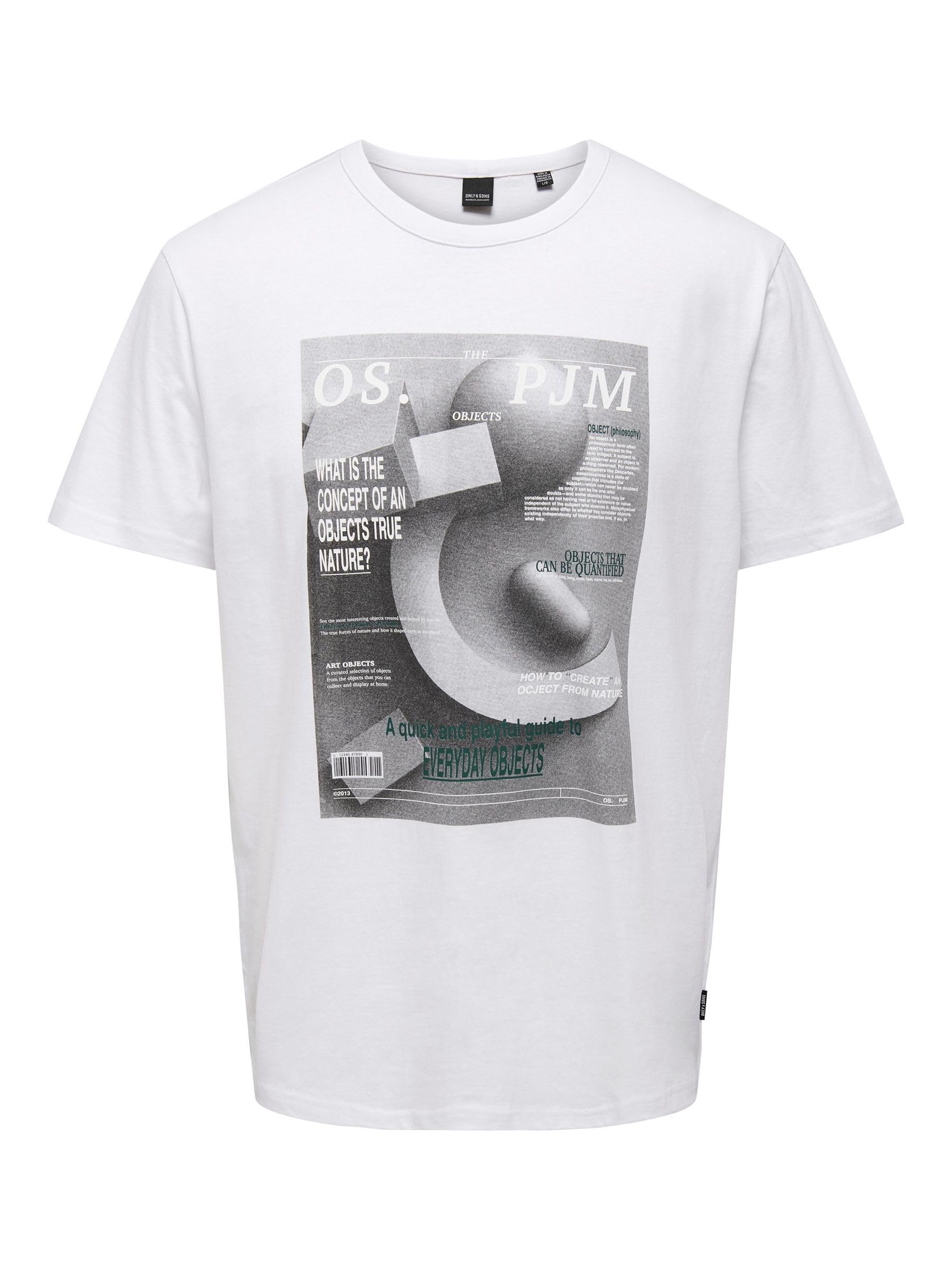 ONLY & SONS Men's Onstodd Life Reg Photoprint SS Tee T-Shirt, Bright White, S