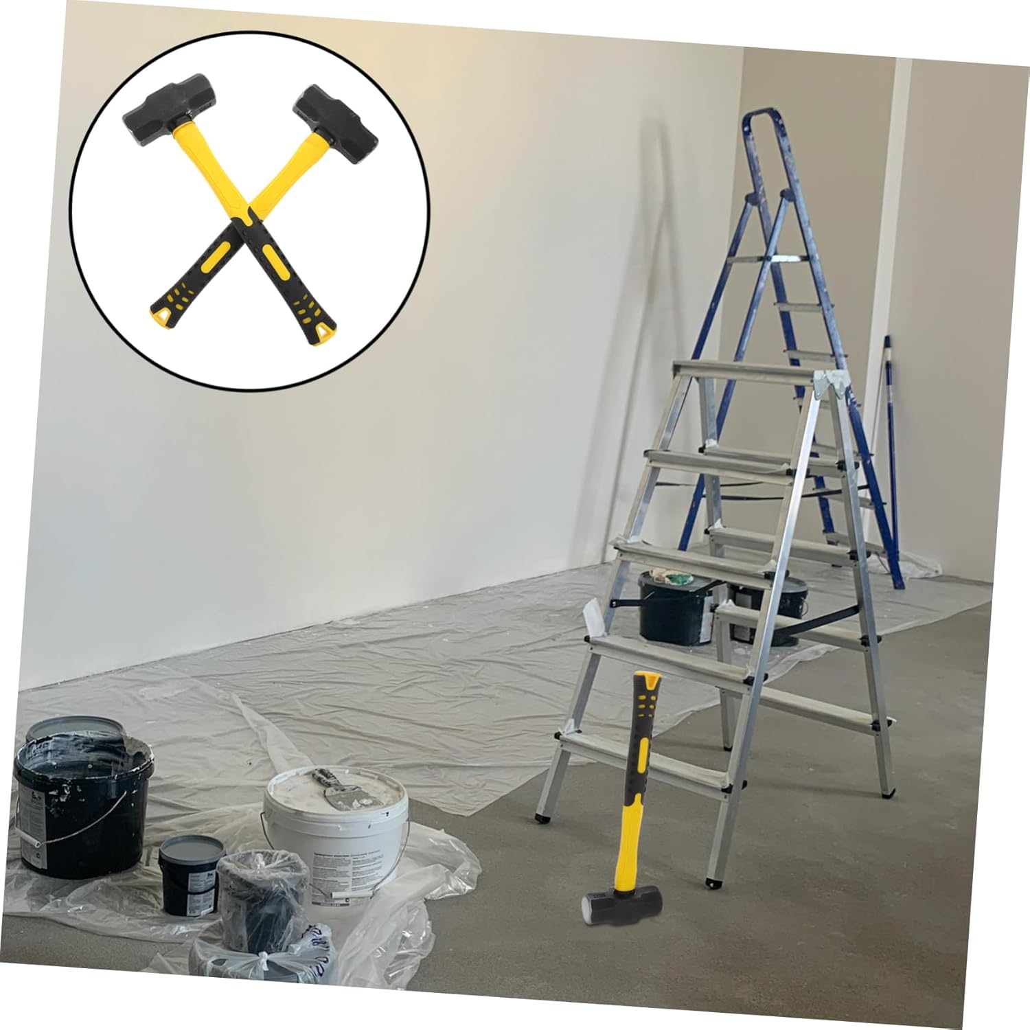 2pcs Heavy-Duty Octagonal Demolition Hammer Ergonomic Handle Concrete Breaking Tool for Wall Demolition Multi-Purpose Steel Club Hammer for Construction