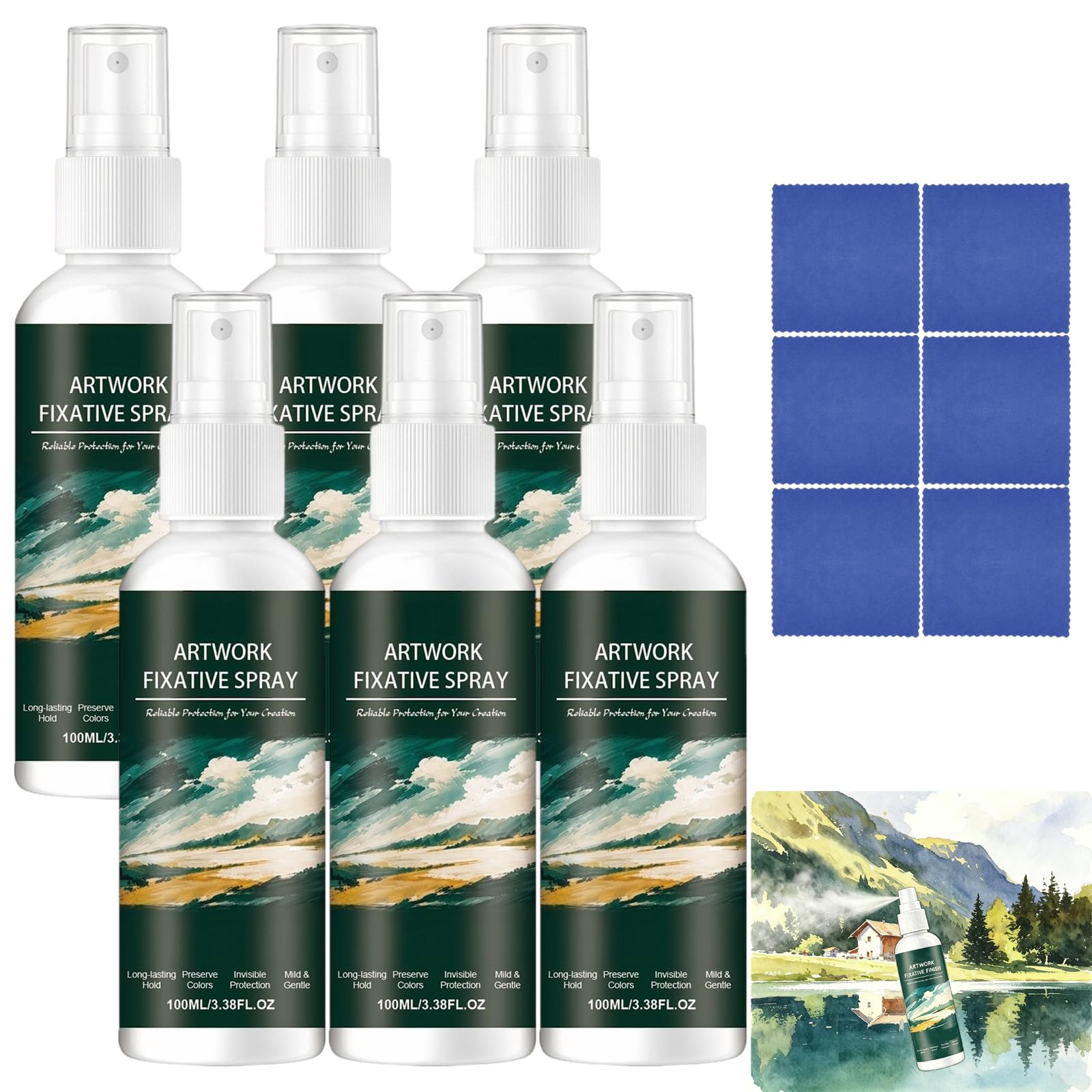 Schnell trocknendes Fixierspray, Kunstwerk-Fixiernebel (6pcs)