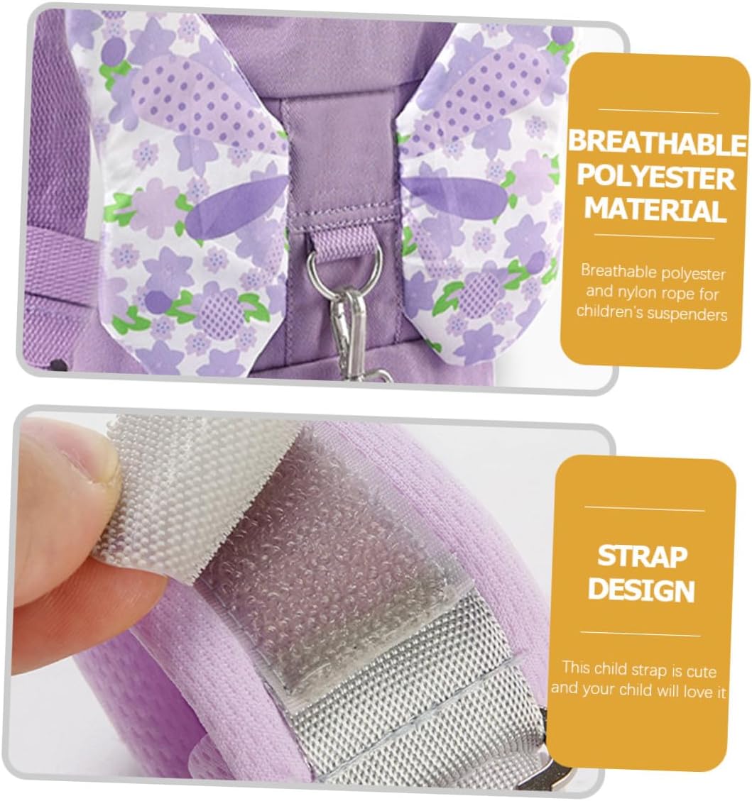 MERRYHAPY Safety Harness with Purple Butterfly Pattern Anti-Lost Wrist Link Leash and Rotating Spiral Wristband Walking Leash for Boys and Outdoor Exploration