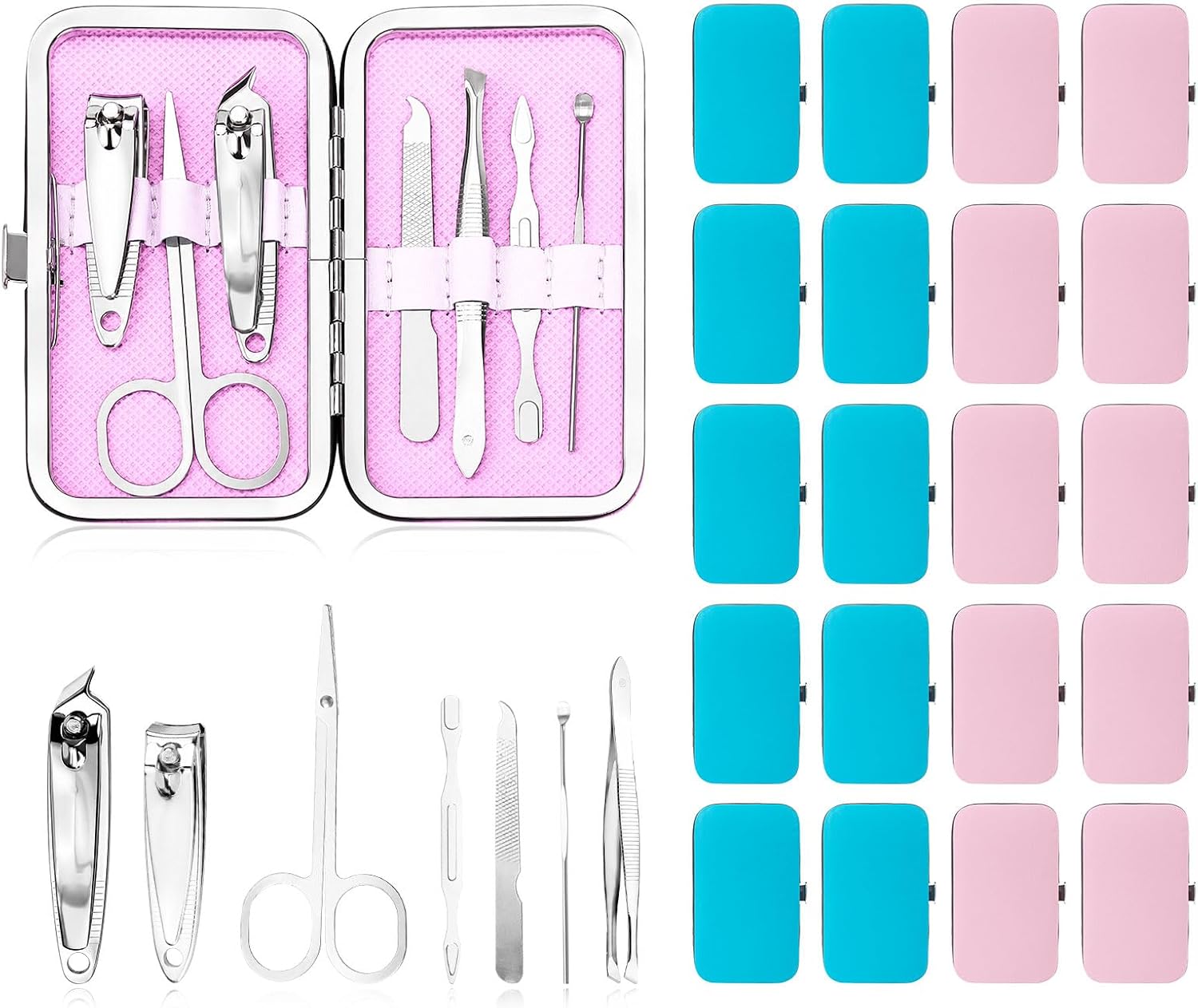 20 Sets Nail Clipper Kit, 7-in-1 Stainless Steel Manicure Pedicure Set