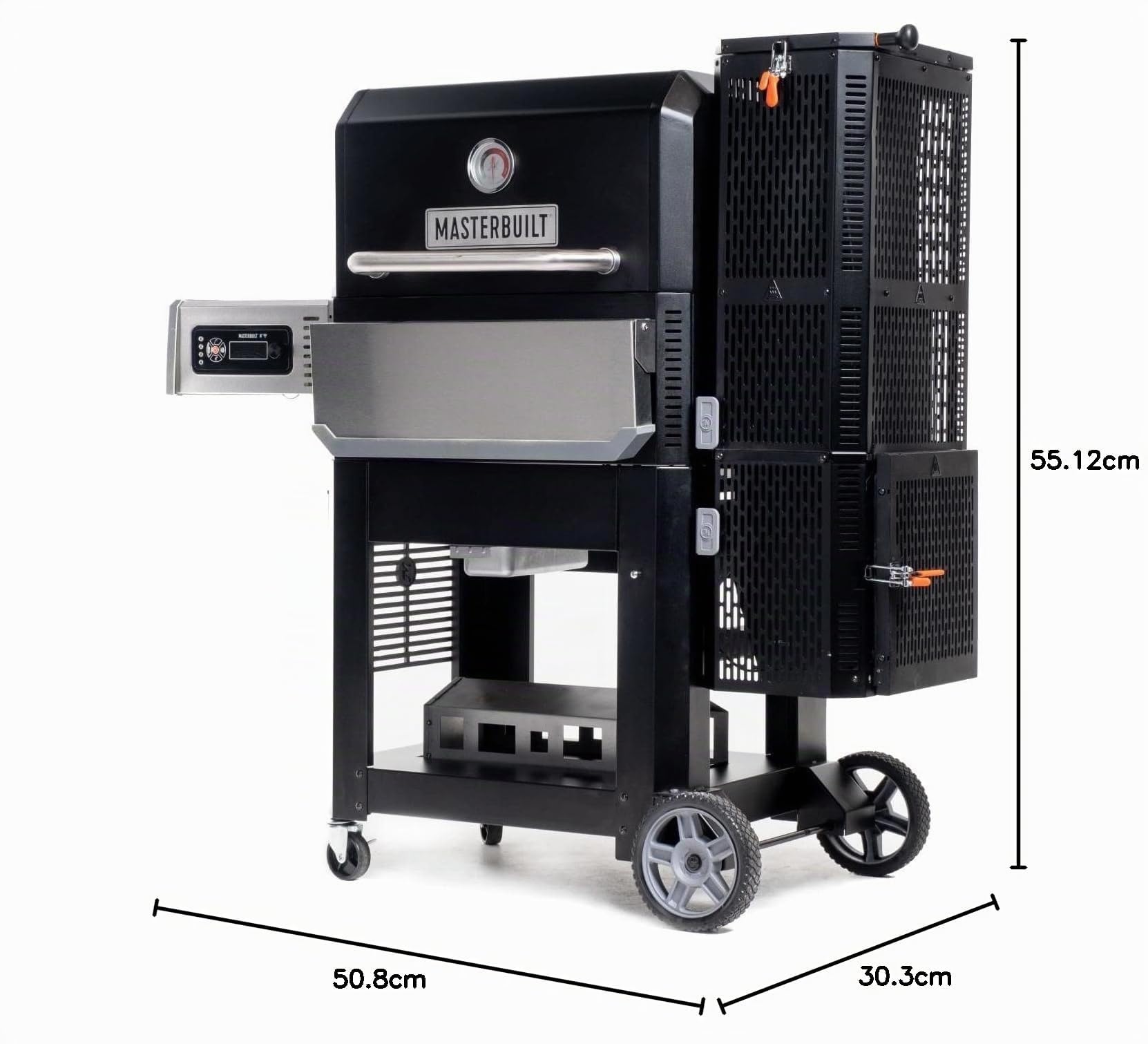 Masterbuilt® Gravedad Series™ 800 Barbacoa de carbón Digital + Plancha + Fumador en Negro