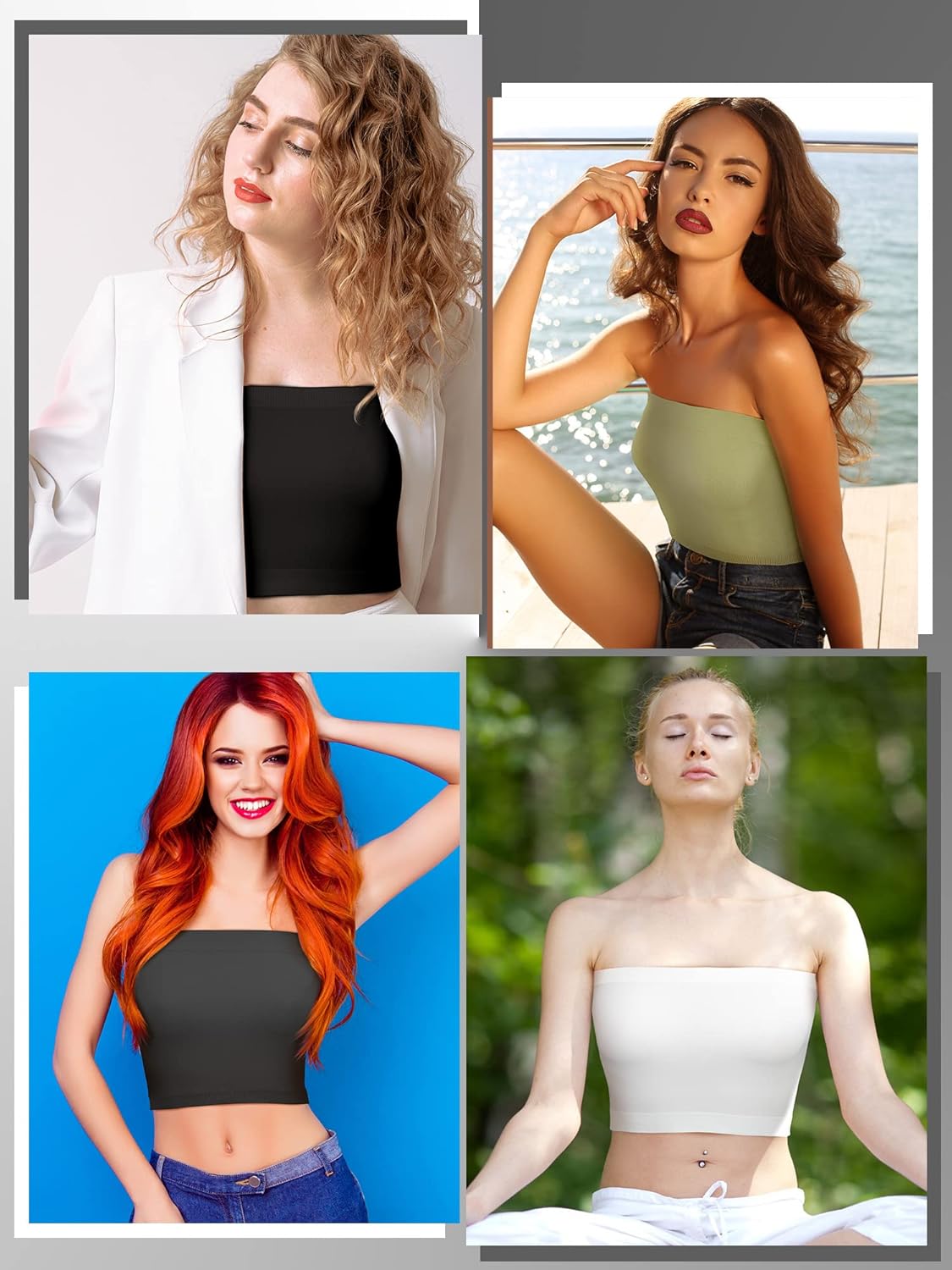 4 Pcs Tube Tops for Women Strapless Basic Bandeau Bra Seamless Stretchy Sports Causal Bralettes Non Padded Bra for Women Girl - Image 6