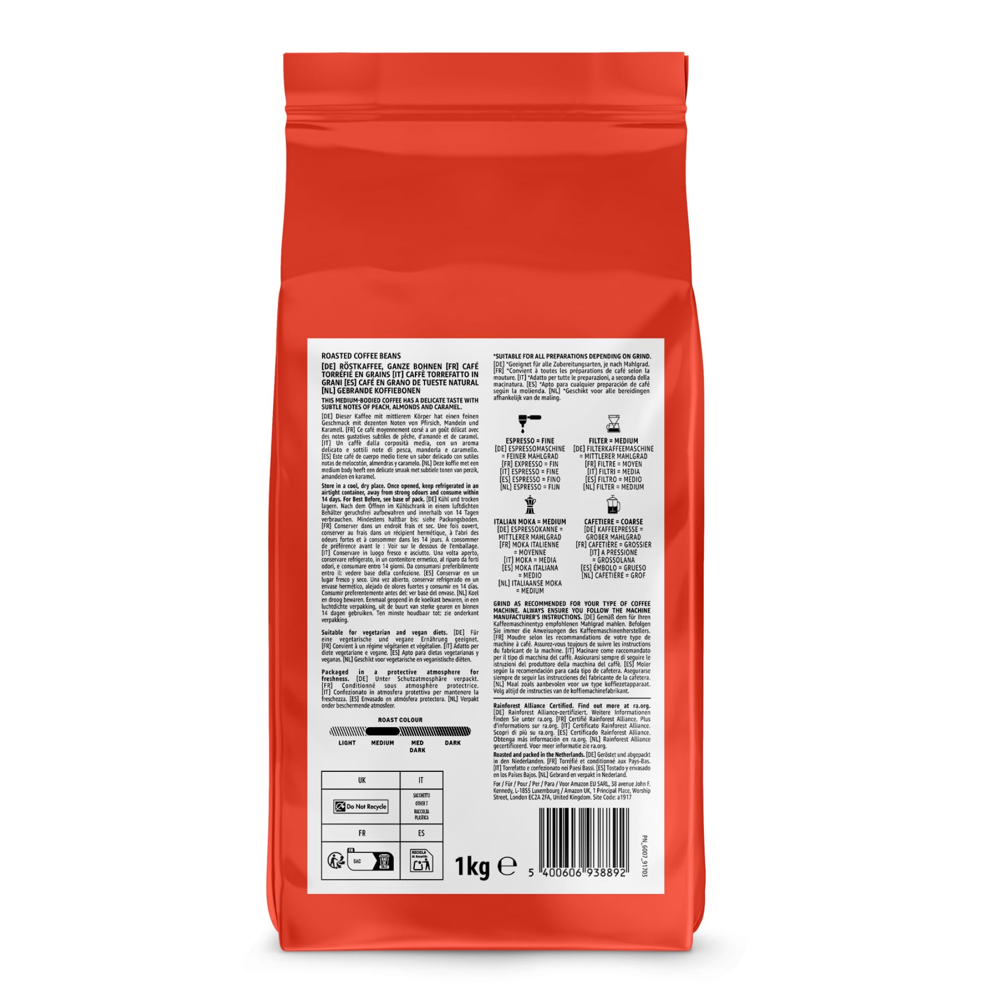 Amazon Houseblend Classic Mezcla De Arábica Y Robusta Café En Grano De Tueste Natural 1kg