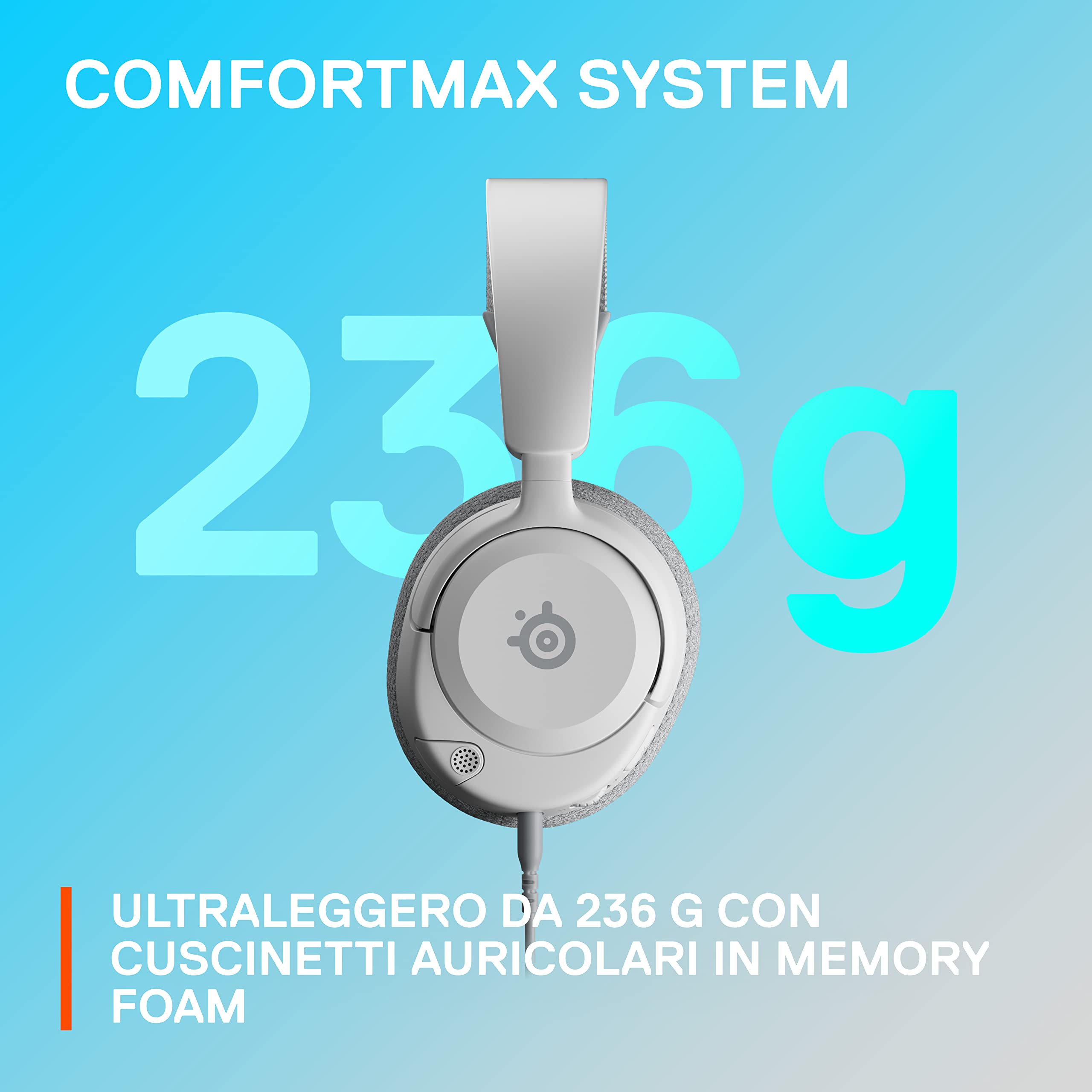 SteelSeries Arctis Nova 1P Cuffie da gaming multisistema Driver Hi-Fi Audio spaziale 360° Memory Foam Bianco