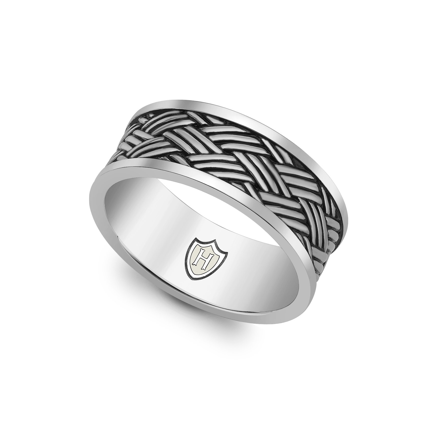 HOXTON LONDONMen's Sterling Silver Bamboo Oxidised Ring