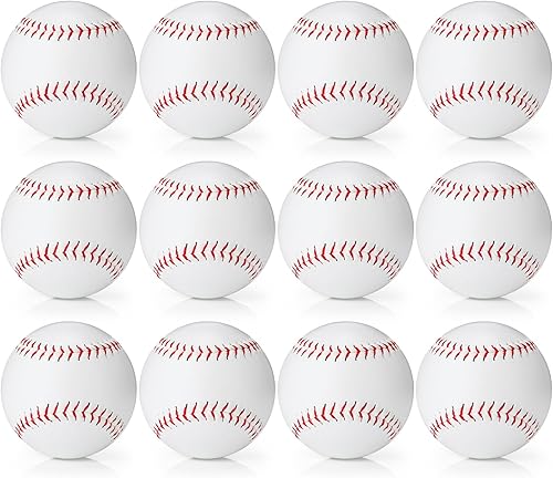 Miniatura 1 de Paquete de 12 pelotas de sóftbol de práctica deportiva, tamaño y peso oficiales, softball de lanzamiento lento, cubierta de cuero sin marcar, pelota