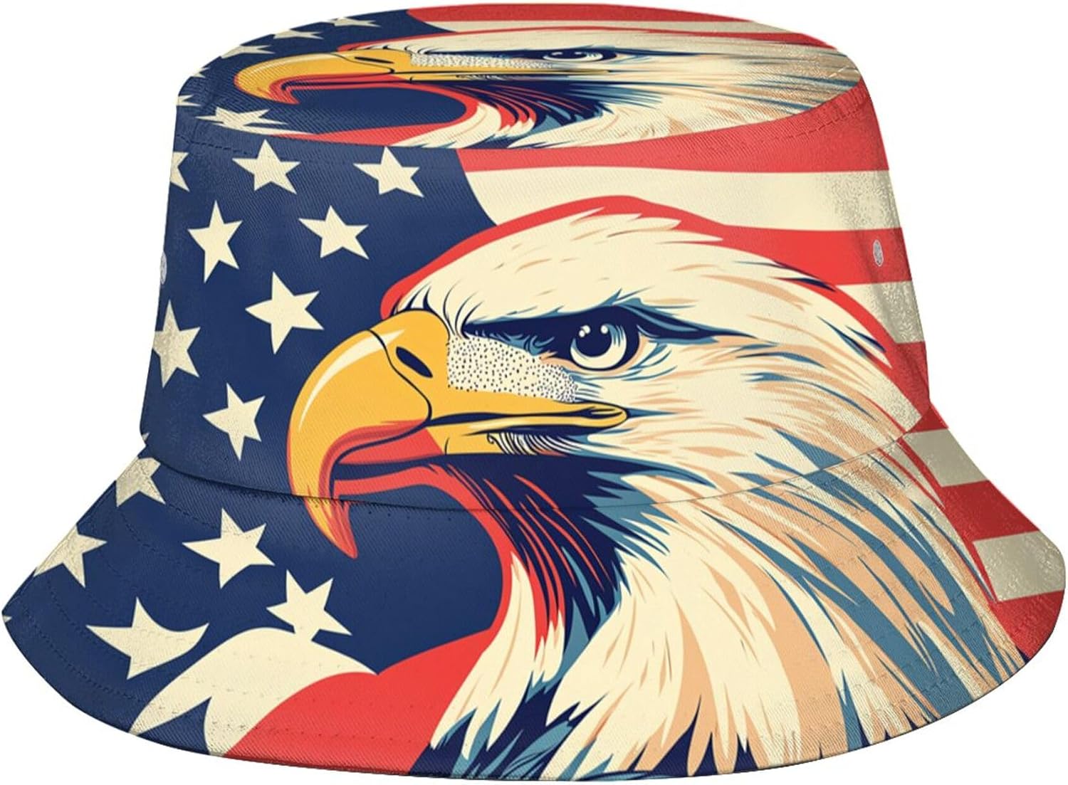 American Flag Bald Eagle Bucket Hat for Women Men Packable USA 4th of July Fisherman Hats Outdoor Sun Caps
