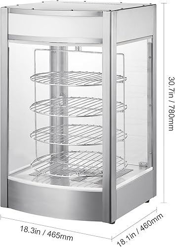 Miniatura 8 de Happybuy Pantalla de calentador de pizza de 14 pulgadas, calentamiento de vapor giratorio de 4 niveles, control de temperatura de 86 ℉ ~ 185 ℉, luz