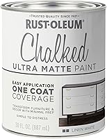 Rust-Oleum Chalked Linen White Ultra Matte All-in-One Paint 30 oz - No Primer/Sanding/Topcoat Needed, One Coat Coverage, Easy Cleanup, Made in USA