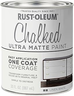 Rust-Oleum Linen White Chalked All-in-One Ultra Matte Paint | One Coat Coverage | No Primer, Sanding, Or Topcoat Needed | Easy Clean Up | Made in USA | 30 OZ
