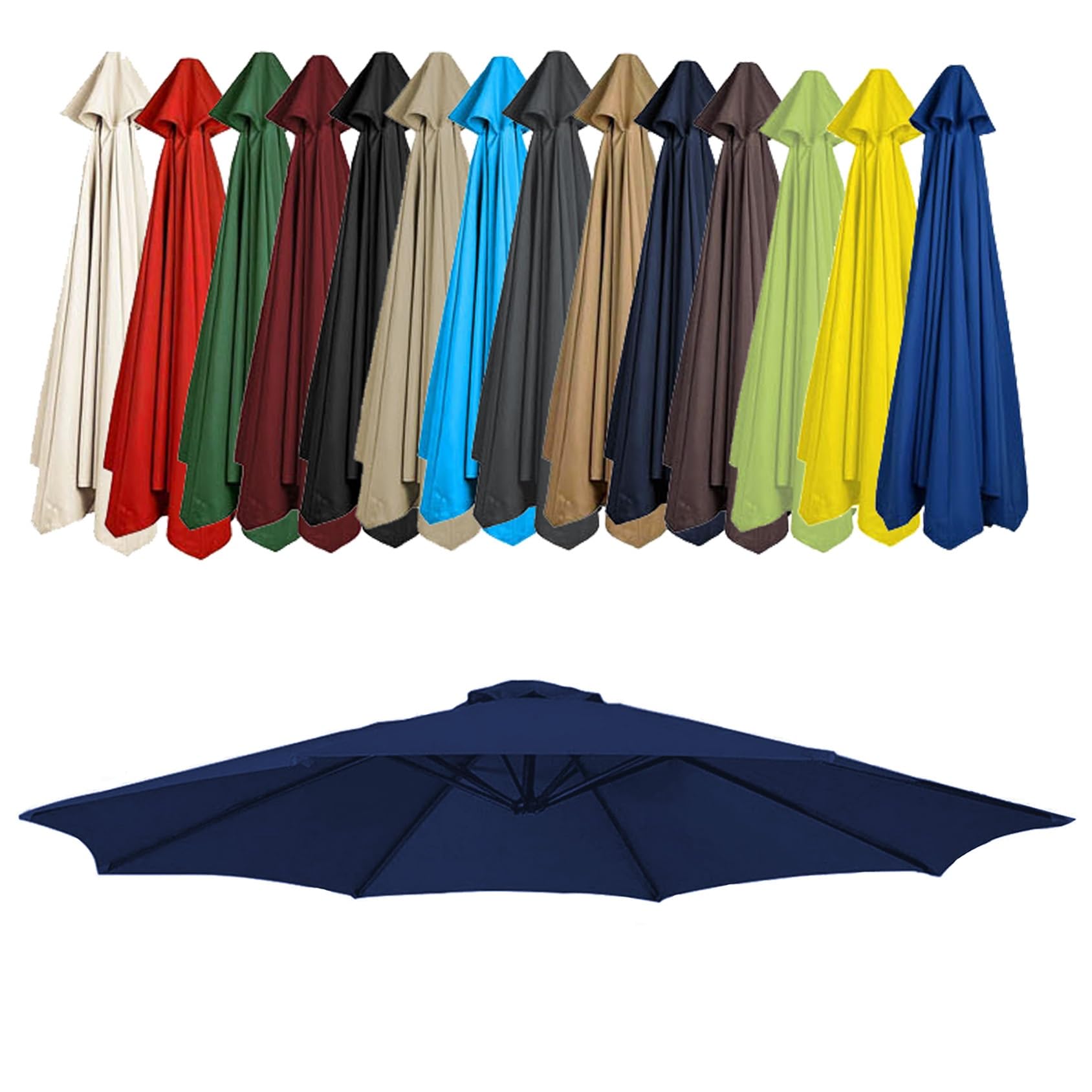 GZDXBF Patio Umbrella Replacement Canopy, Parasol Canopy Cover For 200cm/270cm/300cm +6 Arms/8 Arms Parasol, Uv-Resistant, Waterproof, Washable(Color:Navy blue,Size:6 ribs: 2.7m/8.8ft) — image 1