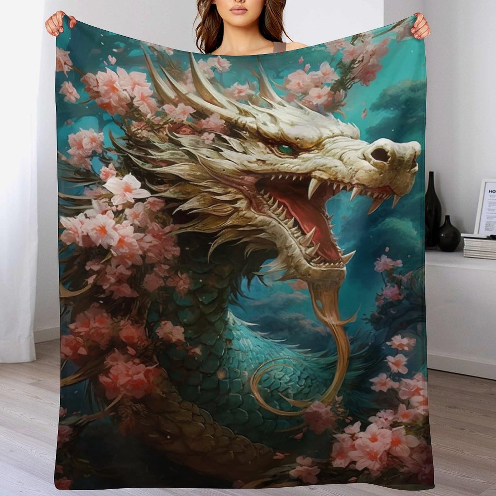 Couverture dragon japonais pour canapé : votre plaid chaud de détente