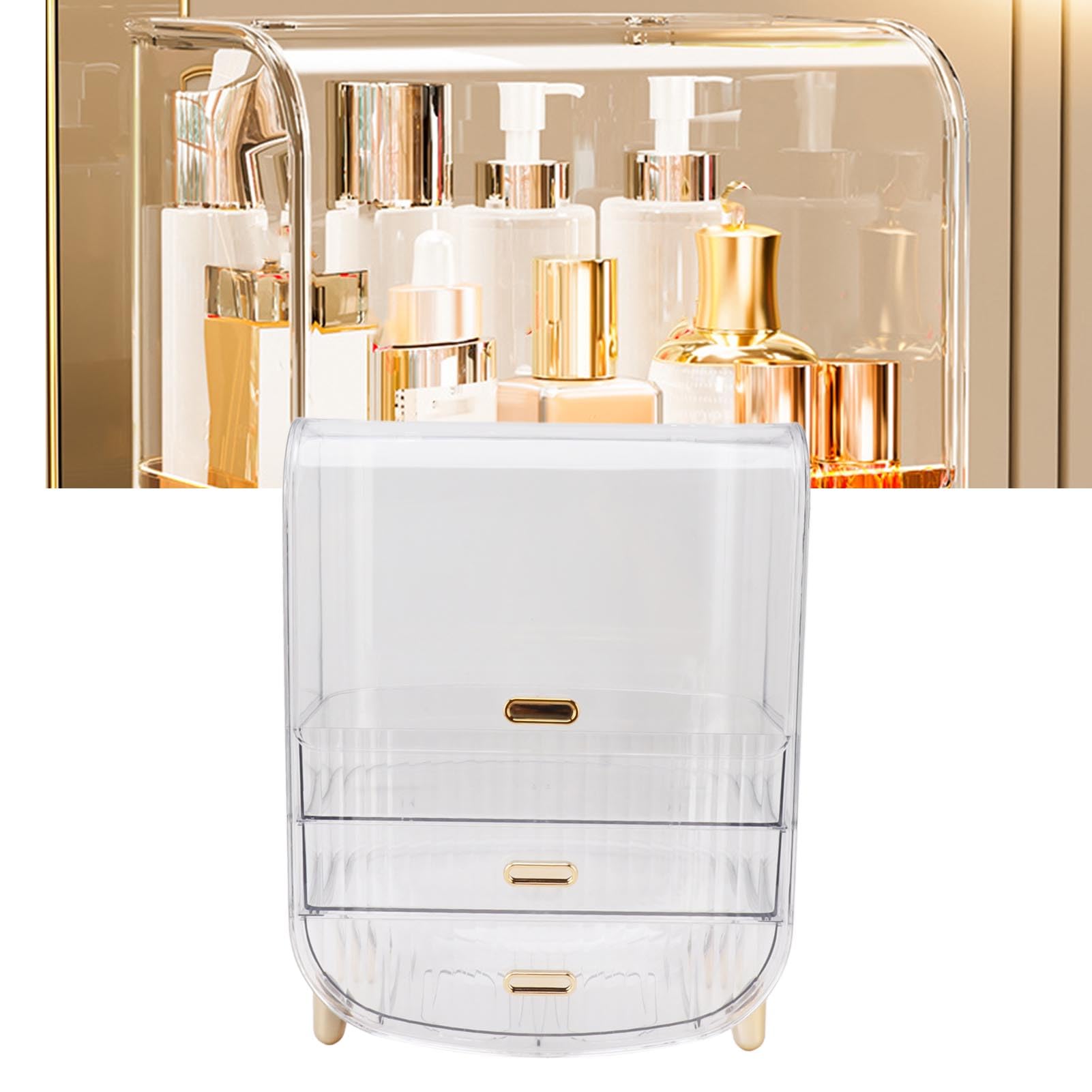 Kosmetik-Aufbewahrungsbox, PET Make-up Organizer mit 3 (klar)