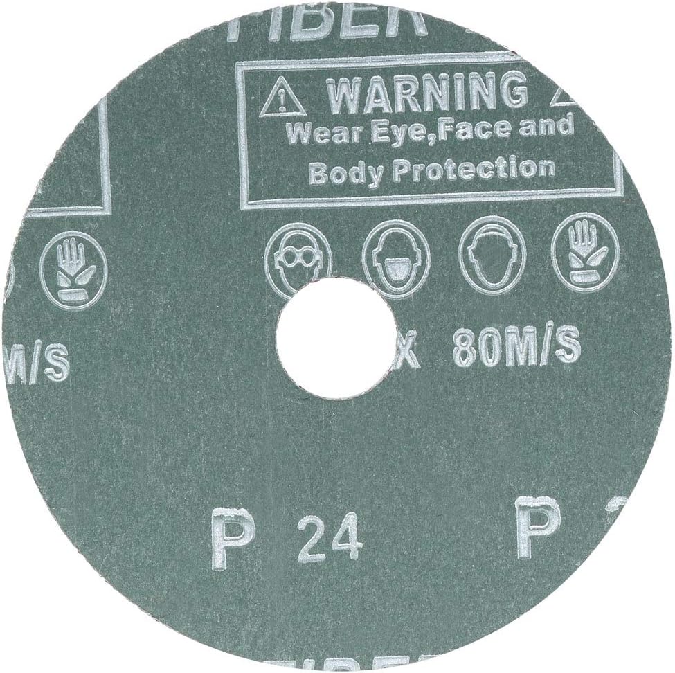 uxcell 5-Inch x 7/8-Inch Aluminum Oxide Resin Fiber Discs, Center Hole 24 Grit Sanding Grinding Discs, 10 Pack - - 