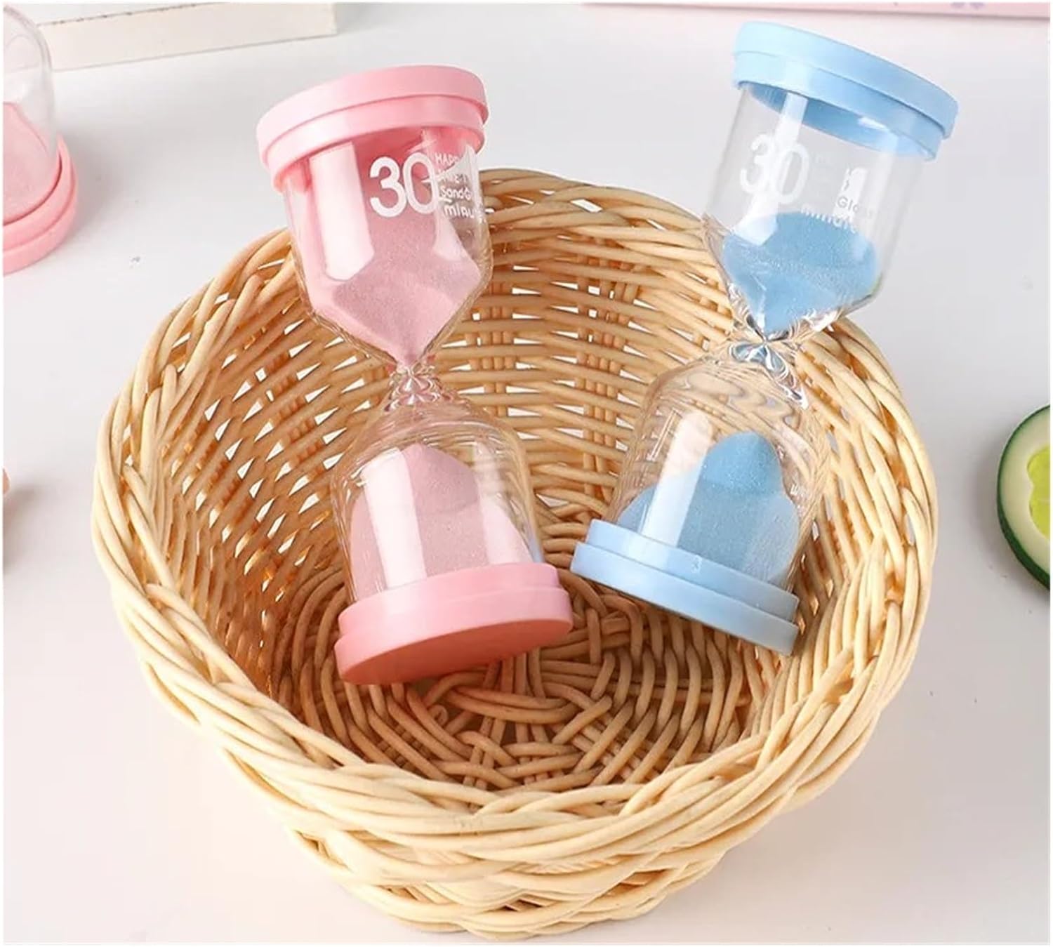 砂時計、砂時計タイマー、砂時計砂時計タイマーホームデコレーションギフトブルー&amp;ピンク複数回(ブルー、15分)。