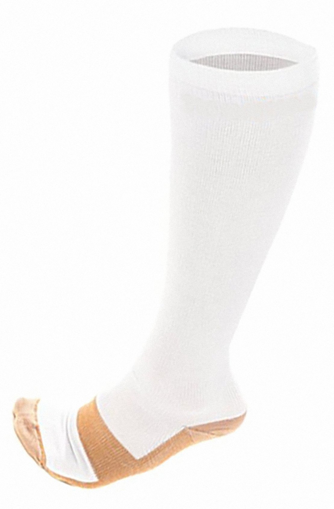 Miracle Copper Anti-Fatigue Compression Socks, White, L/XL, Men's shoe 10-12.5/Women's Shoe 10-13.5