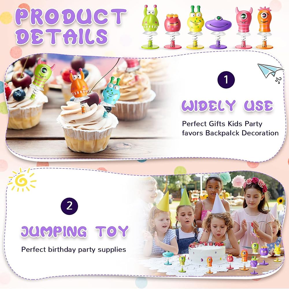 Ylinwtech 18 Juguetes De Monstruos Saltarines – Figuras De PVC De Colores Para Fiestas Y Regalos Infantiles