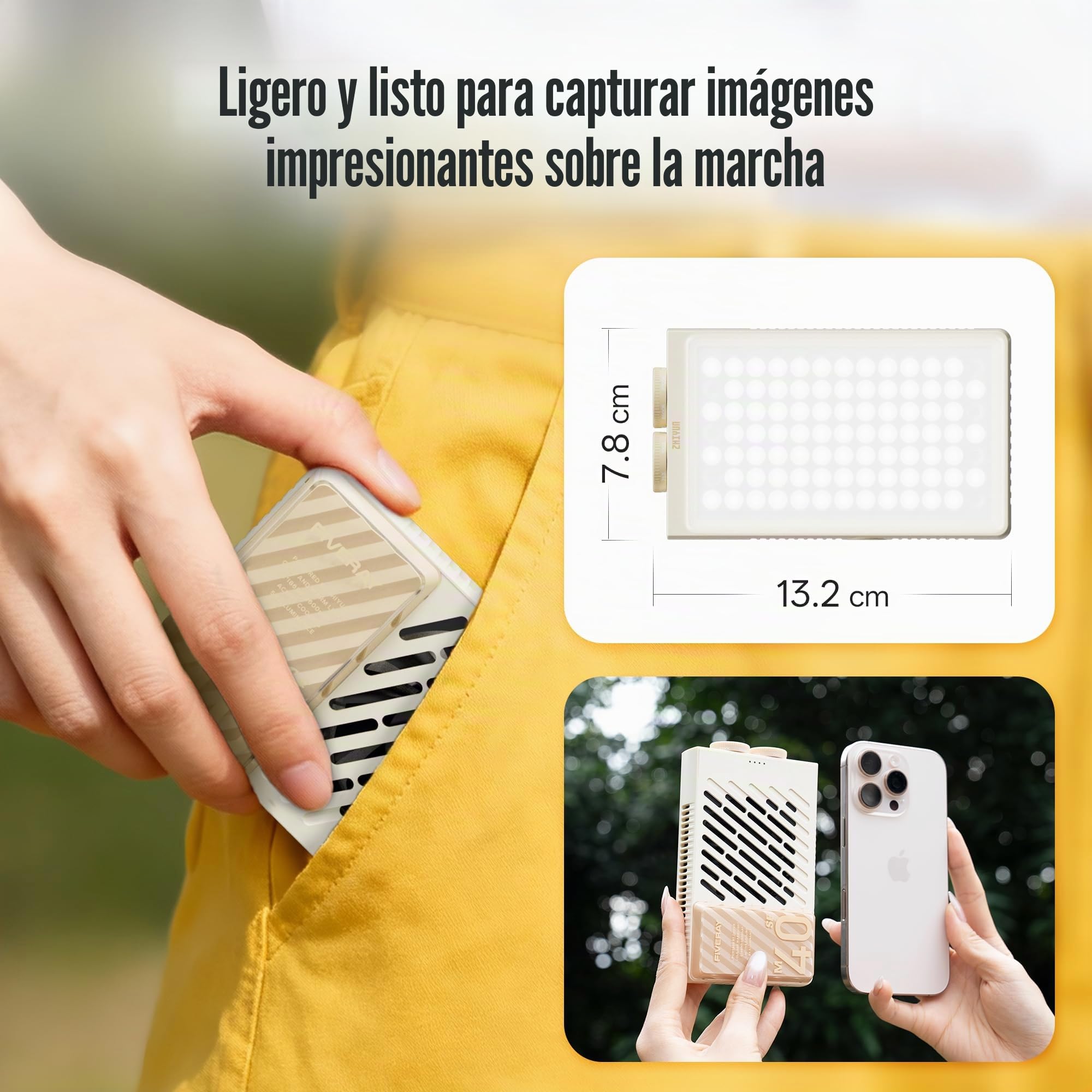 ZHIYUN FIVERAY M40 SE Combo[Oficial] Luz de Video LED, 17100 Lux, 2700–8500K, CRI≈95, TLCI ≥ 97, 84 Leds, 250g, Luz Portátil para Video para Youtube TikTok