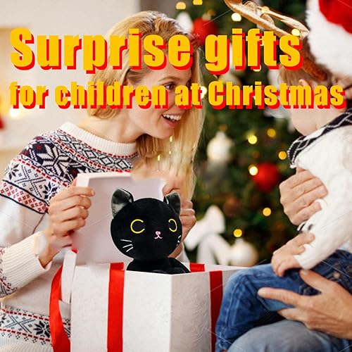 Miniatura 7 de Peluche de gato negro de 20.5 pulgadas, suave y lindo animal de peluche con imán, peluche de gato negro Kawaii y almohada para Halloween, regalo