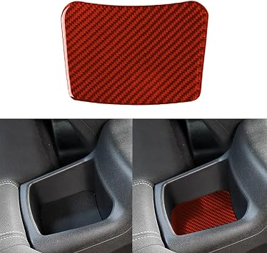 NVCNX Real Carbon Fiber Trim for Chevy/Chevrolet Camaro Accessories | for 2016-2024 2017 2018 2019 2020 2021 2022 2023 Interior, Rear Stroage Box Groove Bottom Panel Cover, Sticker Decal, Red
