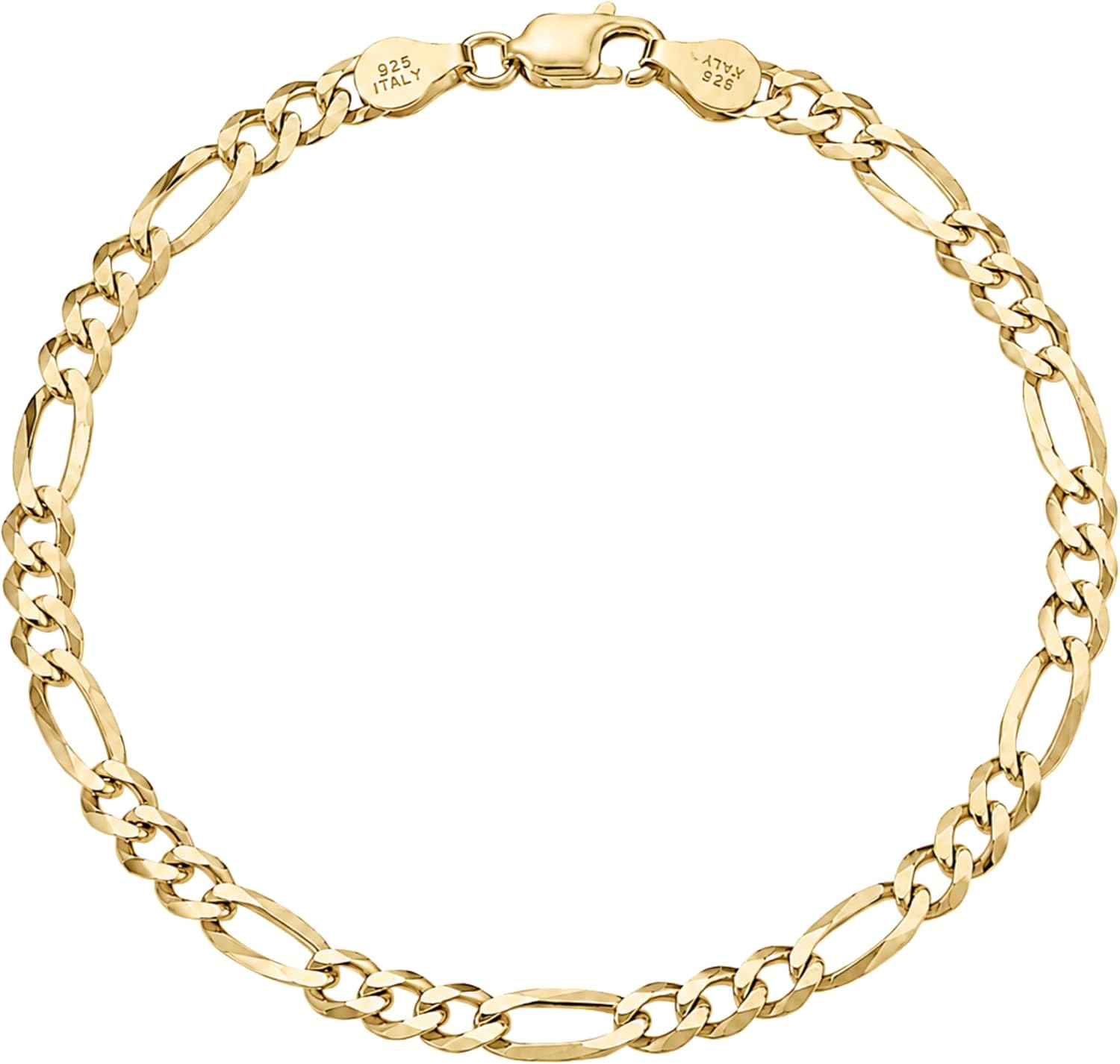 KISPER Gold Chain Bracelet for Men 5mm Plated 925 Sterling Silver