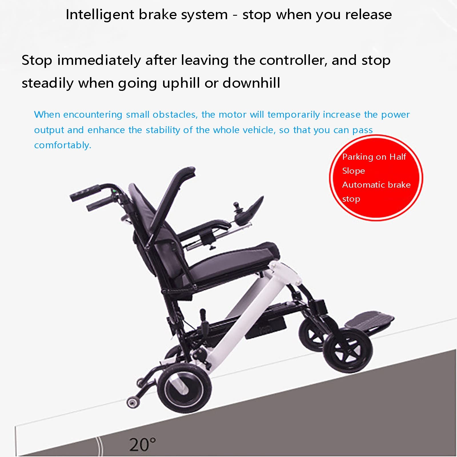Silla de ruedas eléctrica, silla de movilidad ligera y plegable, control dual delantero y trasero, soporta hasta 100 kg, interruptor de un botón manual/eléctrico