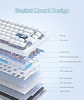 Vista 4 de Teclado mecánico inalámbrico para juegos Teclado inalámbrico 75% Inalámbrico de tres modos (Bluetooth/2.4G/USB-C) Intercambiable en caliente