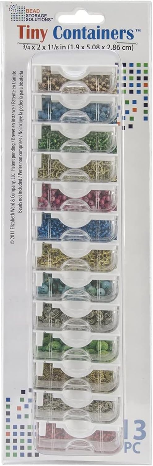 Elizabeth Ward Bead Storage Solutions 13 Piece Craft Organizing Storage Containers for Small Beads, Crystals, and Fasteners, Clear (6 Pack)