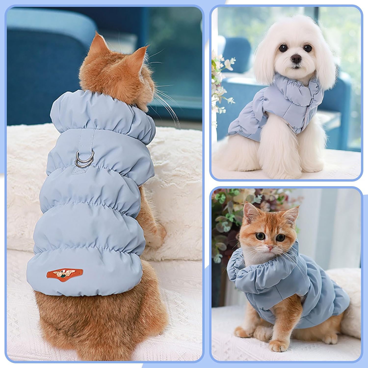 ABRRLO Winter Warm Dog Jacket for Small Medium Dogs Cat Cold Weather Coats with Harness Paded Dogs Fleece Vest Waterproof Windproof Dog Snow Jacket Pet Puppy Clothes (Purple,XS)