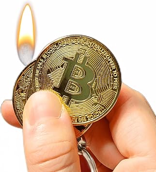 Bitcoin Shaped Butane Lighter - Refillable and Adjustable Novelty Cryptocurrency Lighter NO Butane Included