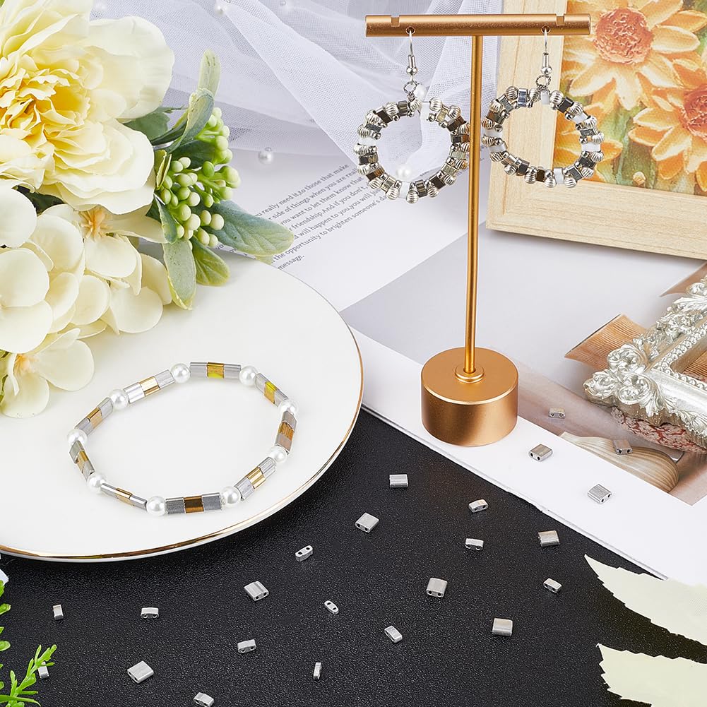 SUNNYCLUE Tila-Perlen Set – 300 Stück In 3 Größen, Silber, 2 Löcher, Für Armbänder & Schmuck