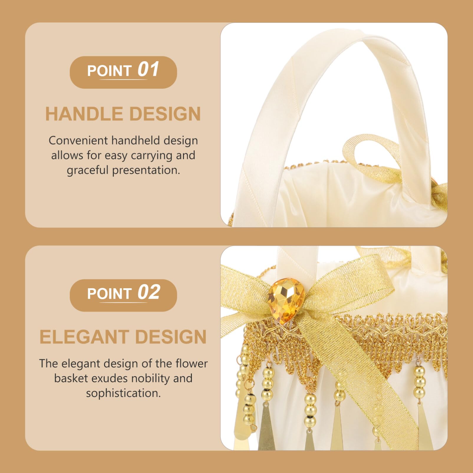 OSALADI Romantic Flower Girl Basket Elegant Decorative Basket Realistic Flowers for Wedding Procession Lightweight Handheld Design for Easy Carrying Charming Wedding Decor