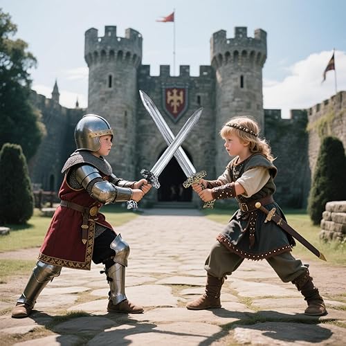 Miniatura 2 de 2pcs juguete espada romana espada Halloween Cosplay medieval caballero accesorio plata oro