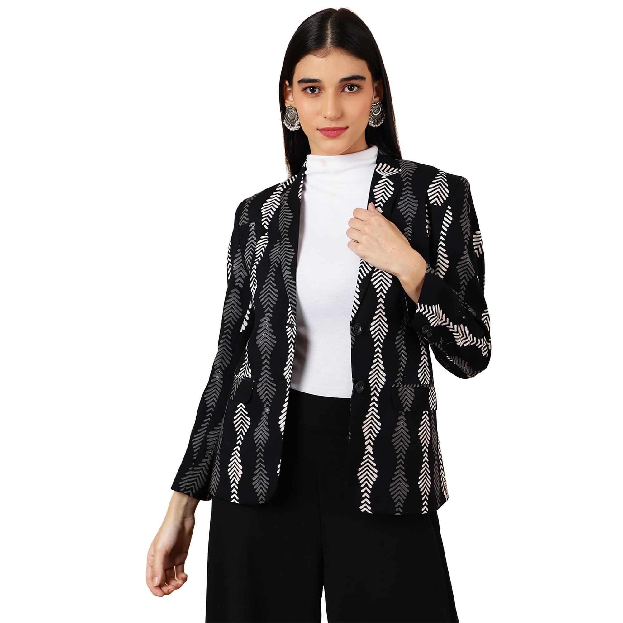 indophilia Women's Indigo Black Cotton Blazer-picture-26