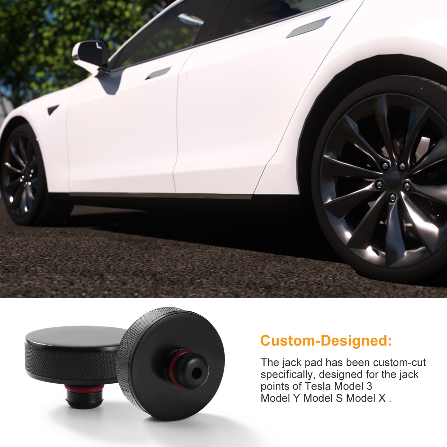 4 Pezzi Tampone in Gomma per Cric Compatibile con Tesla Model 3/Y/X/S, Jack Pad con Scatola di Immagazzinaggio, Tampone Sollevamento, Cric Adattatore in Gomma, Jack Lift Pad Adapter