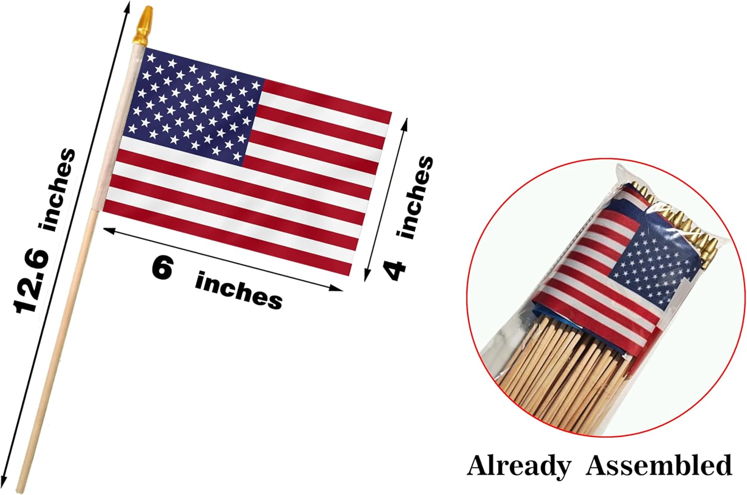 52 Pack Small US 50 State Flags Set Handheld Stick Mini Flag 4x6 Inch On Wooden Stick For Patriotic Festival Events Party Decoration (USA + 50 States + DC, 4X6 In)
