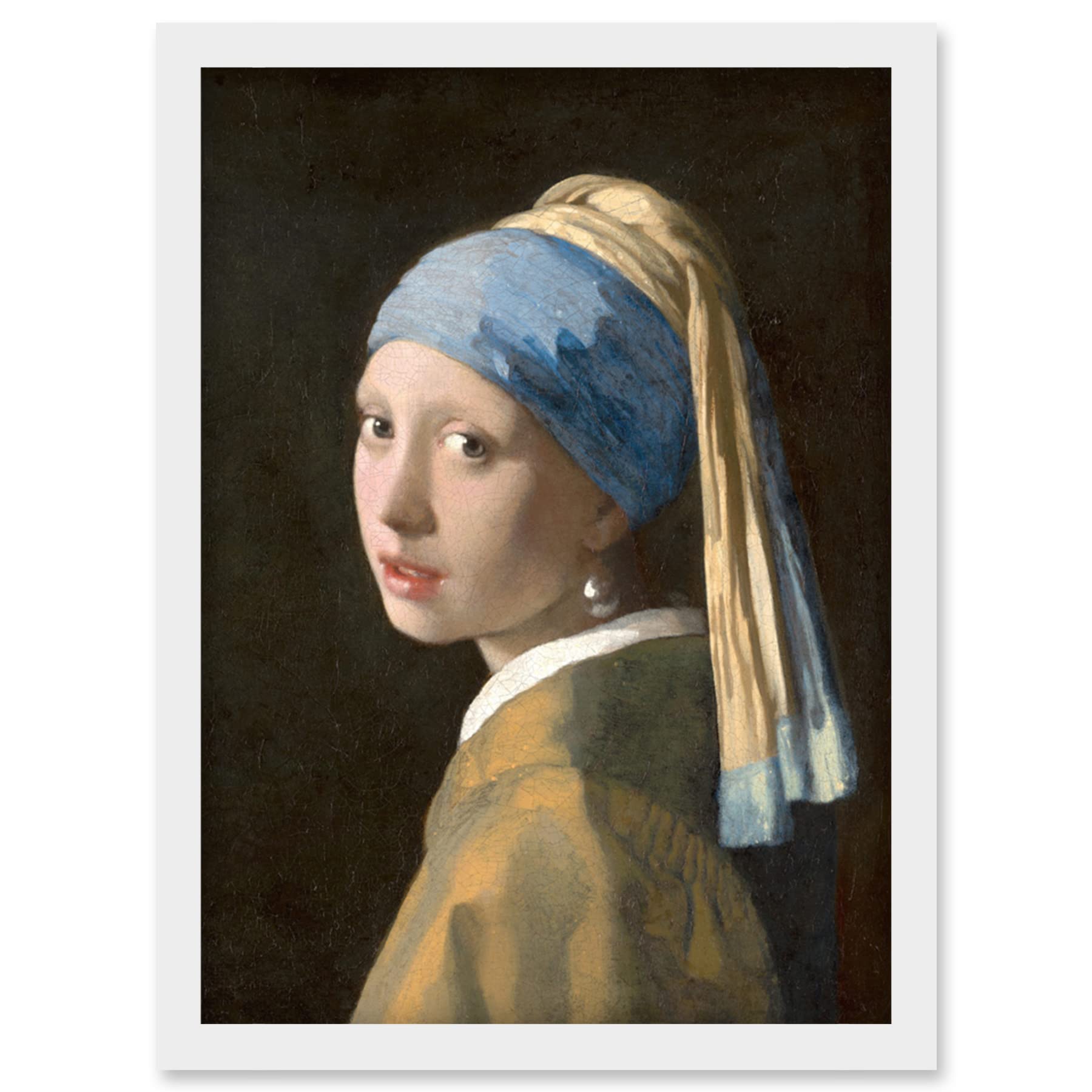 Artery8 Johannes Vermeer Girl with a Pearl Earring Reproduction Painting Artwork Framed Wall Art Print A4
