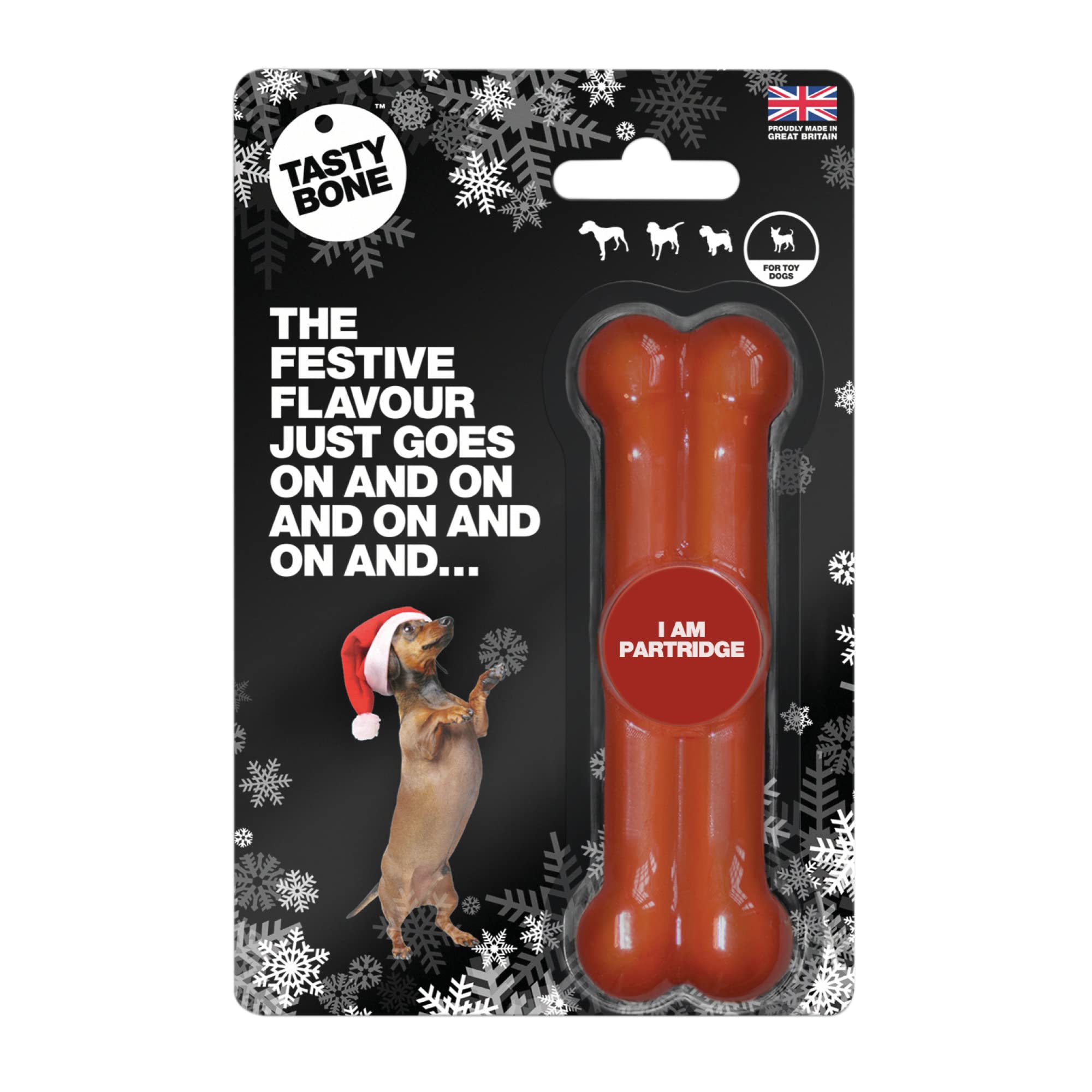 TastyBone Festive Nylon Dog Chew Toy for Toy Dogs (Partridge) - Christmas Dog Present, Indestructible for Aggressive Chewers, Everlasting Flavour, Made in the UK
