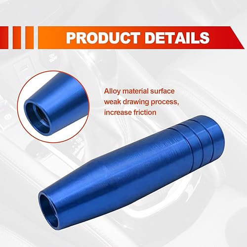 Miniatura 10 de Paquete de 1 pomos de palanca de cambios de metal con 3 adaptadores, mango de palanca de cambios pesado de aleación de aluminio para automóvil,