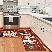 Vista 15 de Lemon - Juego de 2 alfombras y tapetes de cocina de microfibra antideslizantes, lavables, absorbentes para el piso, juego de 2 tapetes de cocina