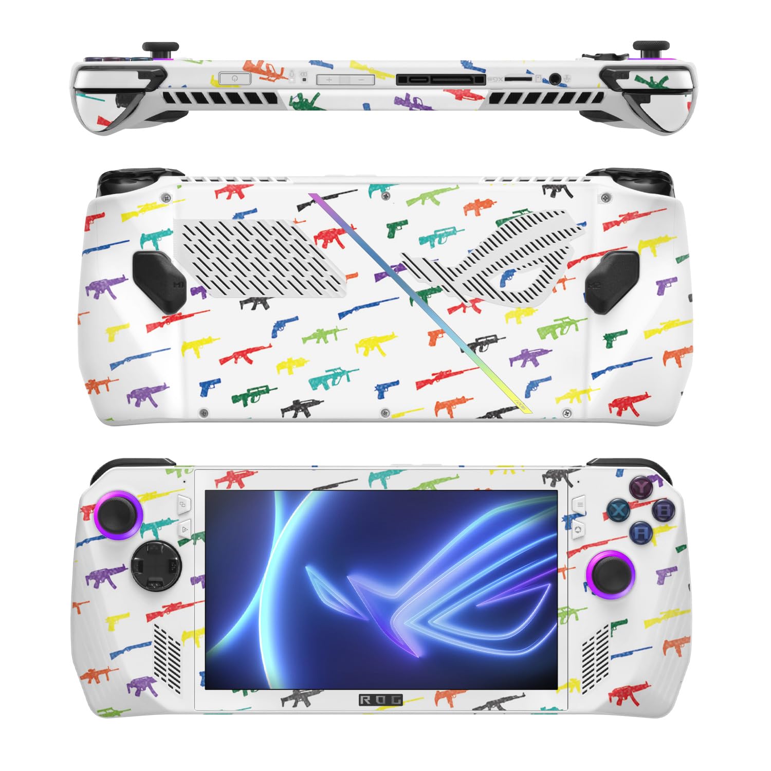 MightySkins Glossy Glitter Skin Compatible with Asus ROG Ally - Fun Guns | Protective, Durable High-Gloss Glitter Finish | Easy to Apply, Remove, and Change Styles
