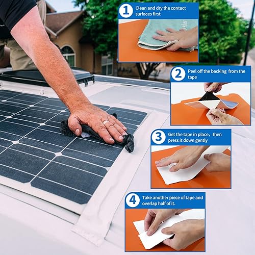 Miniatura 6 de Cinta selladora para caravana, 4 pulgadas x 50 pies, resistente a los rayos UV e impermeable, cinta selladora de techos de reparación permanente