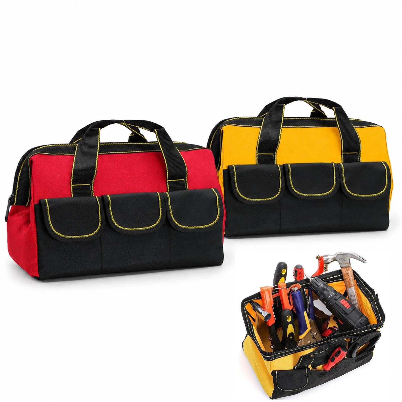 2 Pack 13 Inch Tool Bag, Small Tool Bags Heavy Duty with 5 Pockets