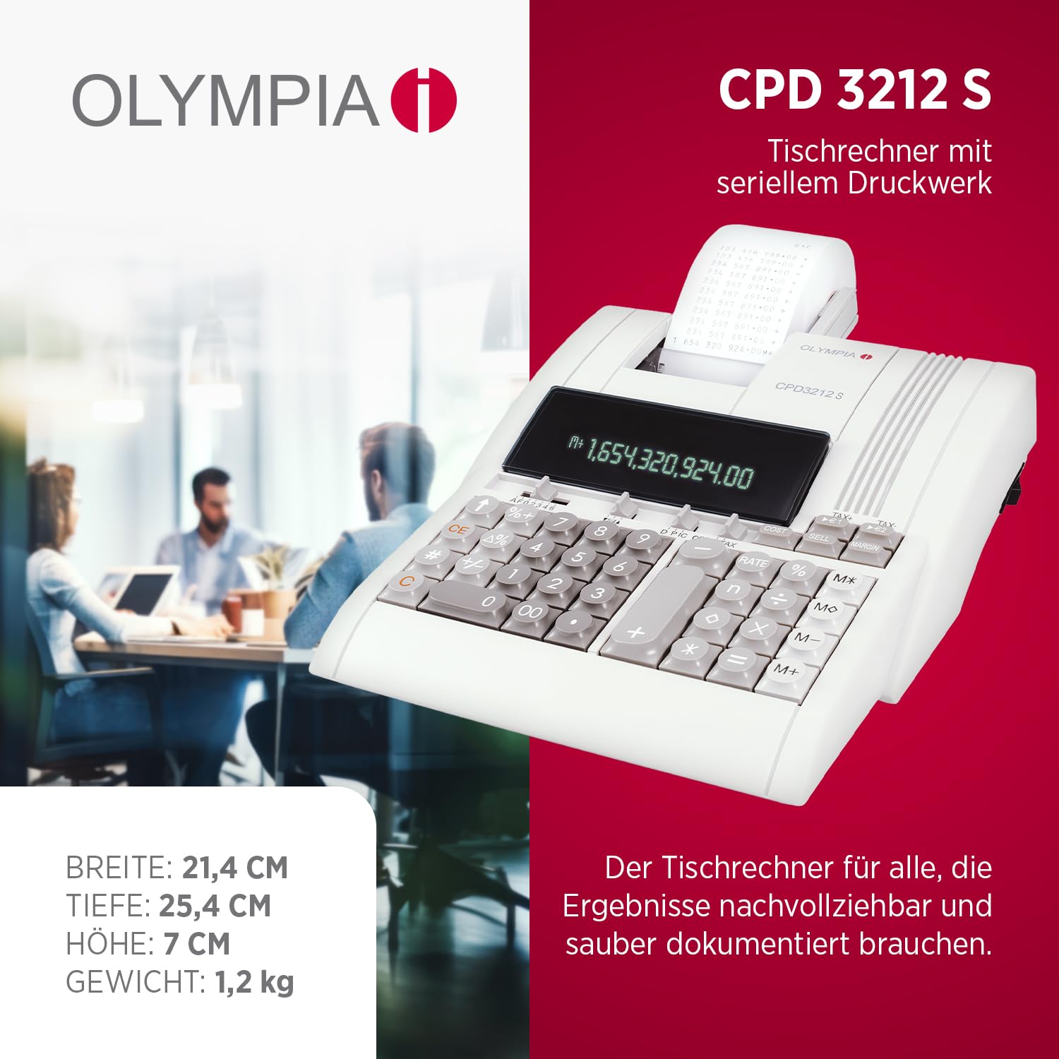 OLYMPIA CPD 3212 S Tischrechner mit Druckwerk 12-stellig Papierrolle 3 Zeilen/Sek.