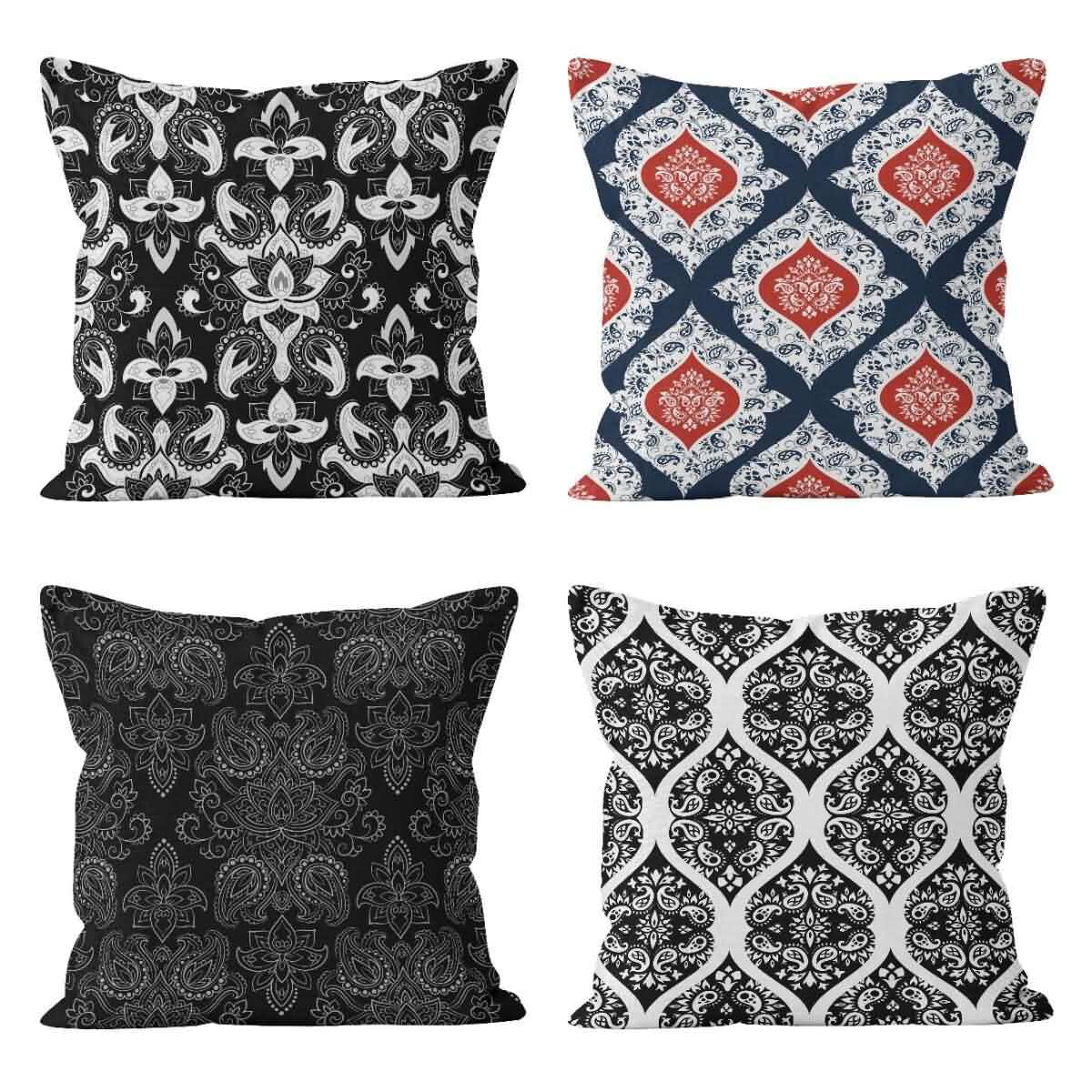 Housses de canapé relax salon en tissu de lin housse coussin 50x50cm rétro lot de 4