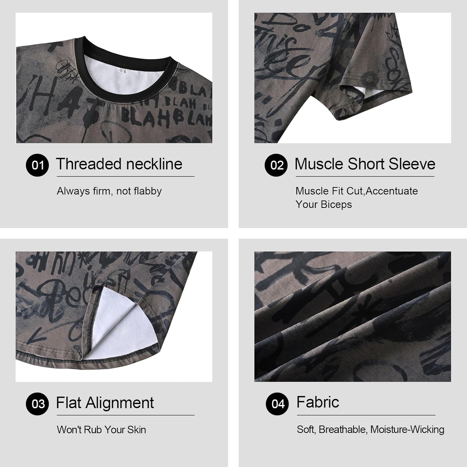 DEOLAX Mens T Shirt Fashion Crew Neck Graphic Men T-Shirts Casual Dry Fit Tee Short Sleeve Workout Hip Hop Shirts for Men - Image 6