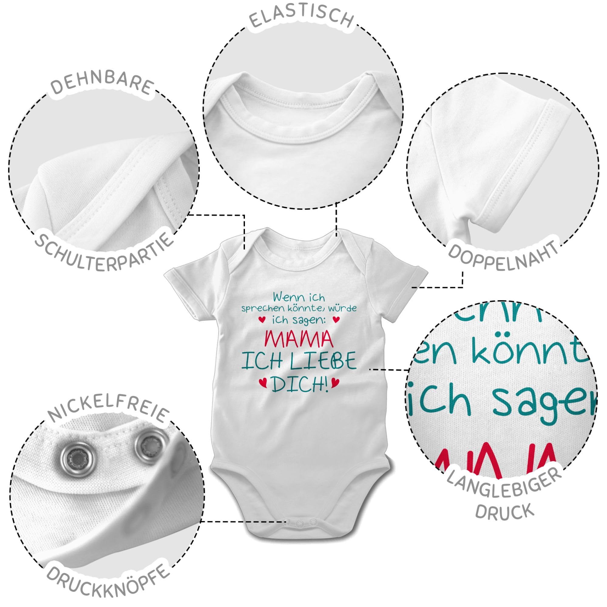 Shirtracer - Baby Body Kurzarm - Mama ich liebe dich